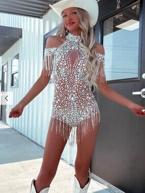 Bambi Rhinestone Bodysuit Romper